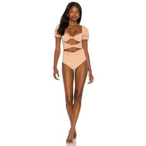 Agua Bendita Oria Dust Beige One Piece Swim Suit Bathing Suit Size Small